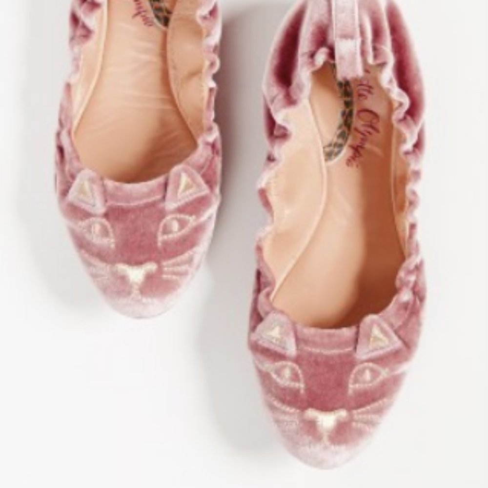 Charlotte Olympia Velvet Kitty Flats Size 37